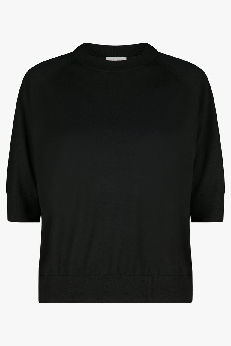 DRIES VAN NOTEN RTW Short Sleeve Knit Sweater | Black