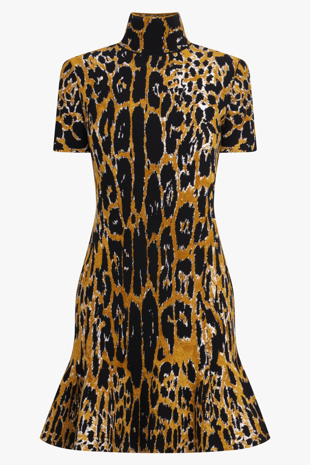 High neck S/S Leopard Print Skater Mini Dress | Multi Parlour X High neck S/S Leopard Print Skater Mini Dress | Multi Parlour X