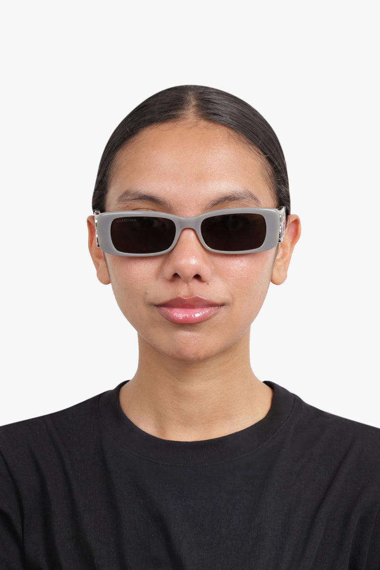 BALENCIAGA ACCESSORIES GREY / GREY Dynasty Rectangle Sunglasses | Grey