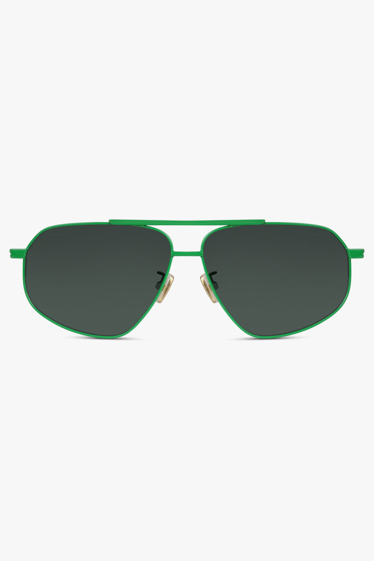 BOTTEGA VENETA ACCESSORIES GREEN / GREEN/BLACK Turn Square Sunglasses | Green/Black