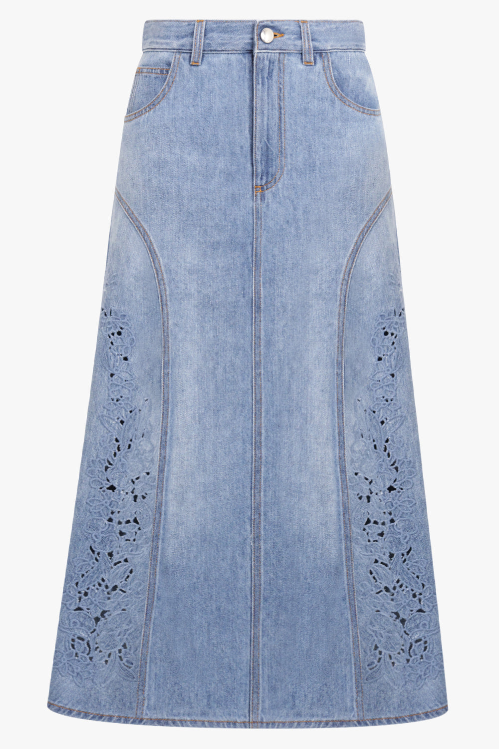 CHLOE RTW Cotton Linen Skirt | Foggy Blue