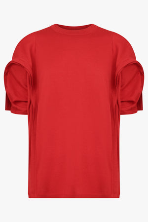 COMME DES GARCONS RTW WORSTED WOOL JERSEY STRUCTURED TOP | RED
