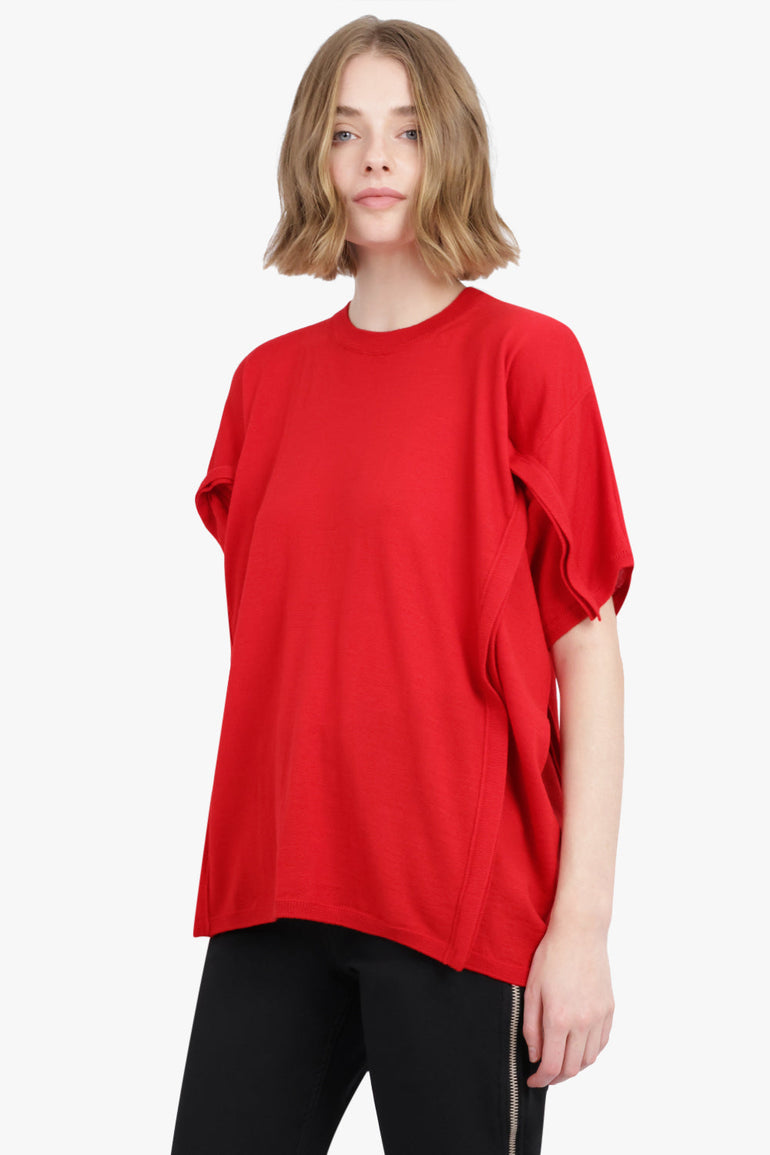 COMME DES GARCONS RTW WORSTED WOOL JERSEY STRCUTURED TOP | RED