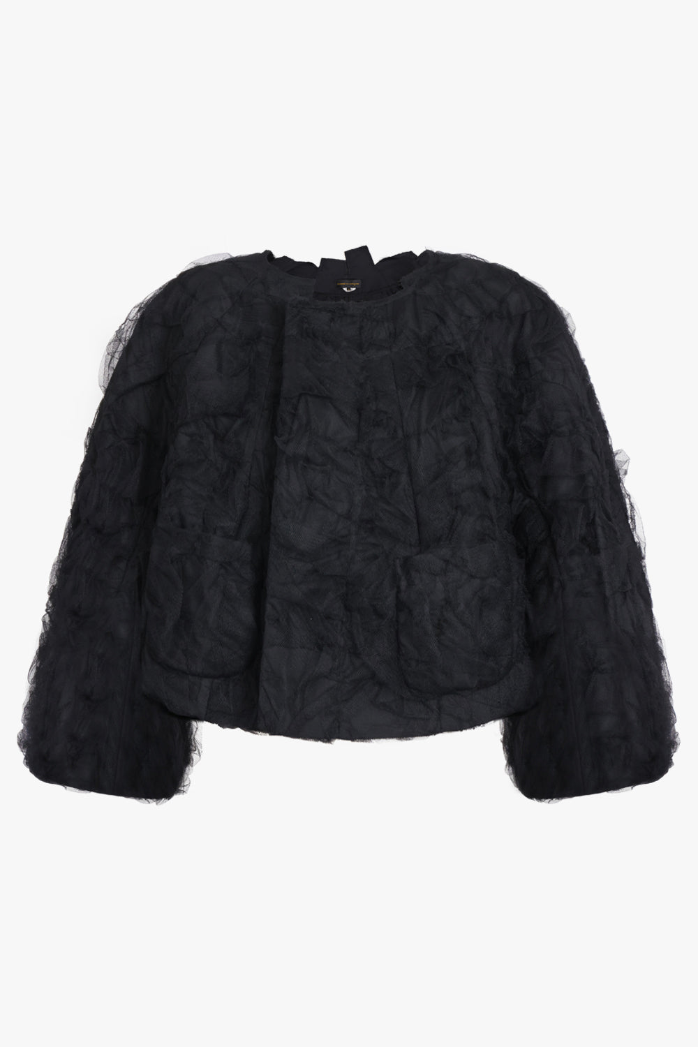 Ruffle Tulle Cropped Jacket Black – Parlour X