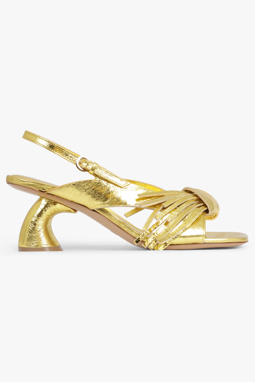 DRIES VAN NOTEN SHOES Bow Detail Curved 50Mm Heeled Sandal | Gold