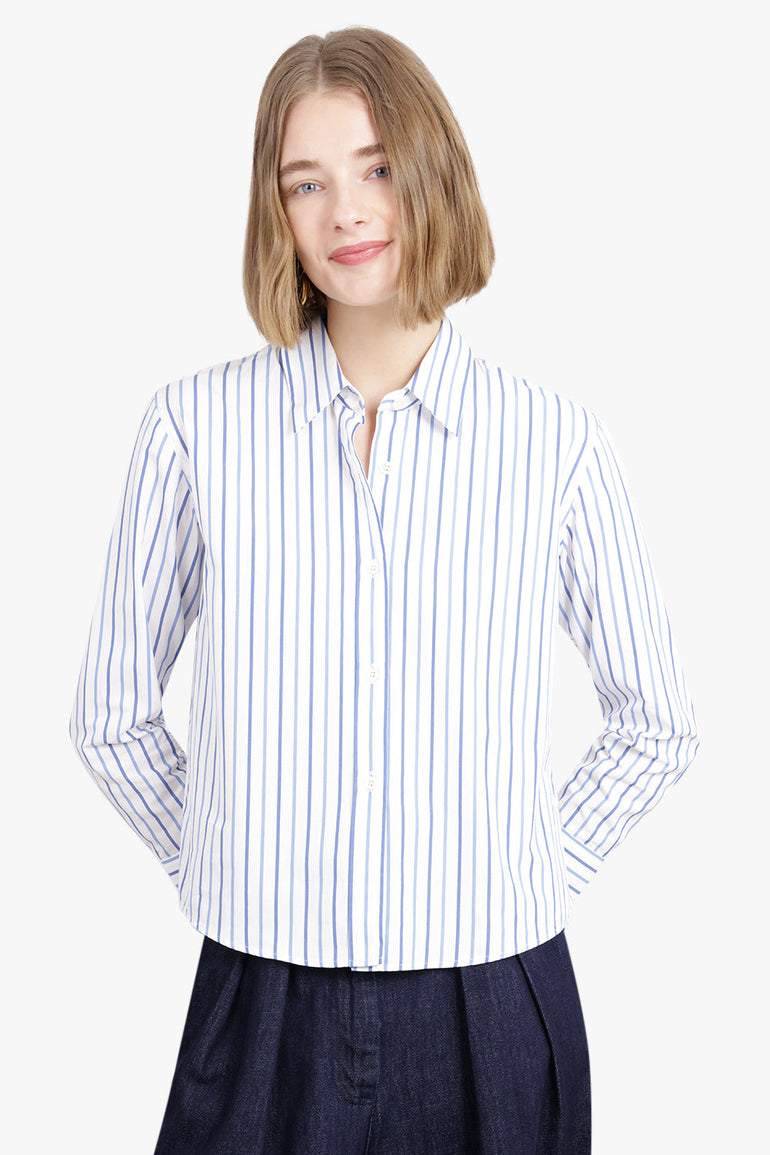 DRIES VAN NOTEN RTW Stripe Long Sleeve Shirt | Light Blue