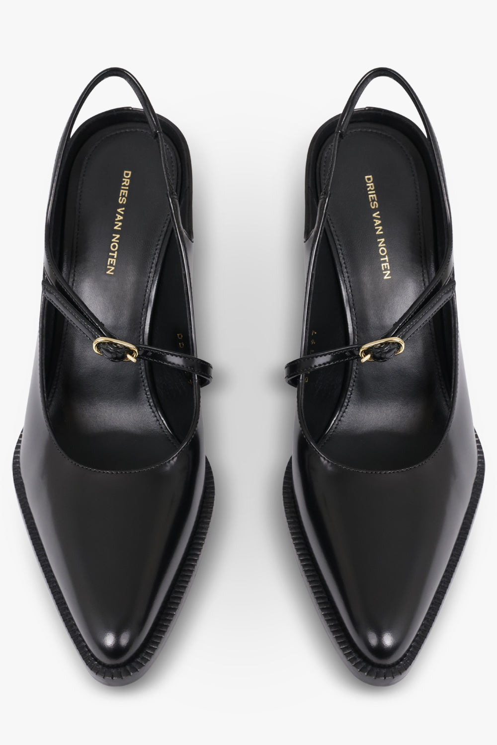 DRIES VAN NOTEN SHOES Shiny Pointed Toe Cruved 100Mm Pump | Black