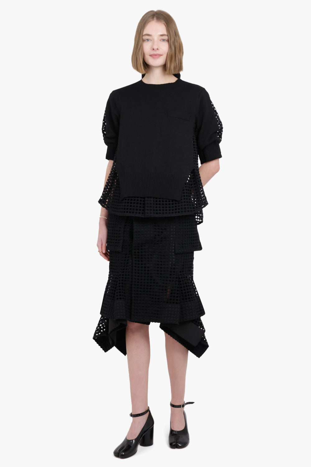 SACAI RTW Embroidery Lace Skirt | Black