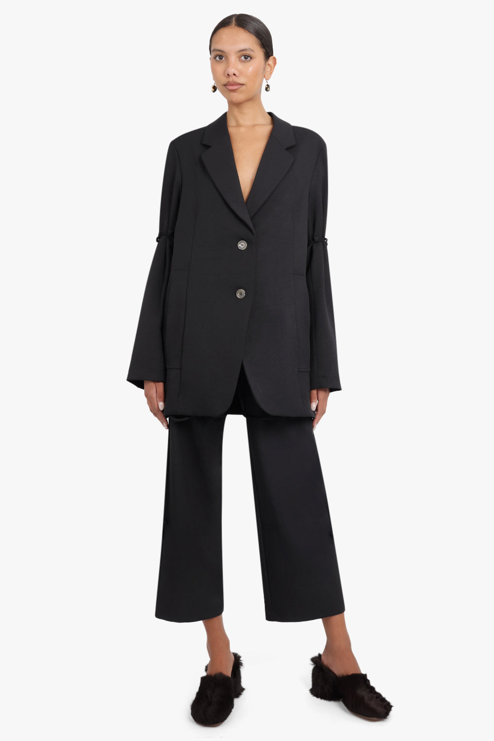 SONG FOR THE MUTE RTW Tailored Blazer in Recycled Poly | Black