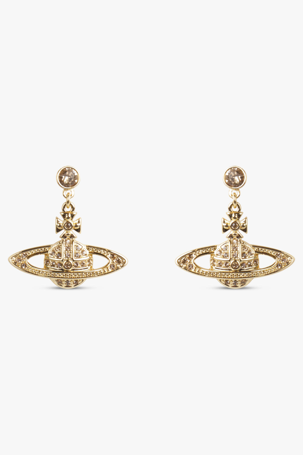 VIVIENNE WESTWOOD JEWELLRY GOLD / GOLD MINI BAS RELIEF DROP EARRINGS | GOLD