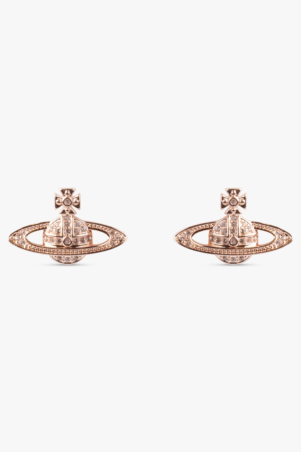 VIVIENNE WESTWOOD JEWELLRY PINK / PINK MINI BAS RELIEF EARRINGS | ROSE GOLD