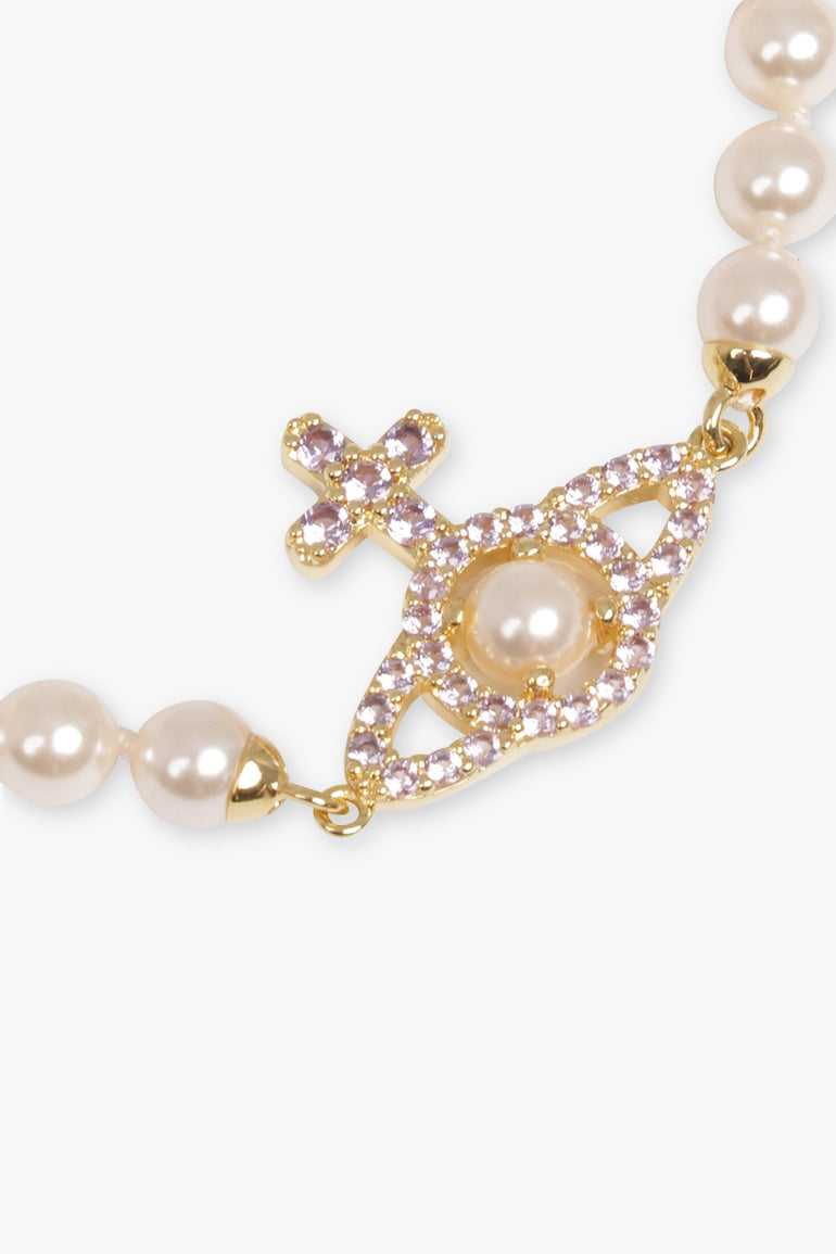 VIVIENNE WESTWOOD JEWELLRY GOLD / GOLD OLYMPIA PEARL BRACELET | CREAM ROSE PEARL/GOLD