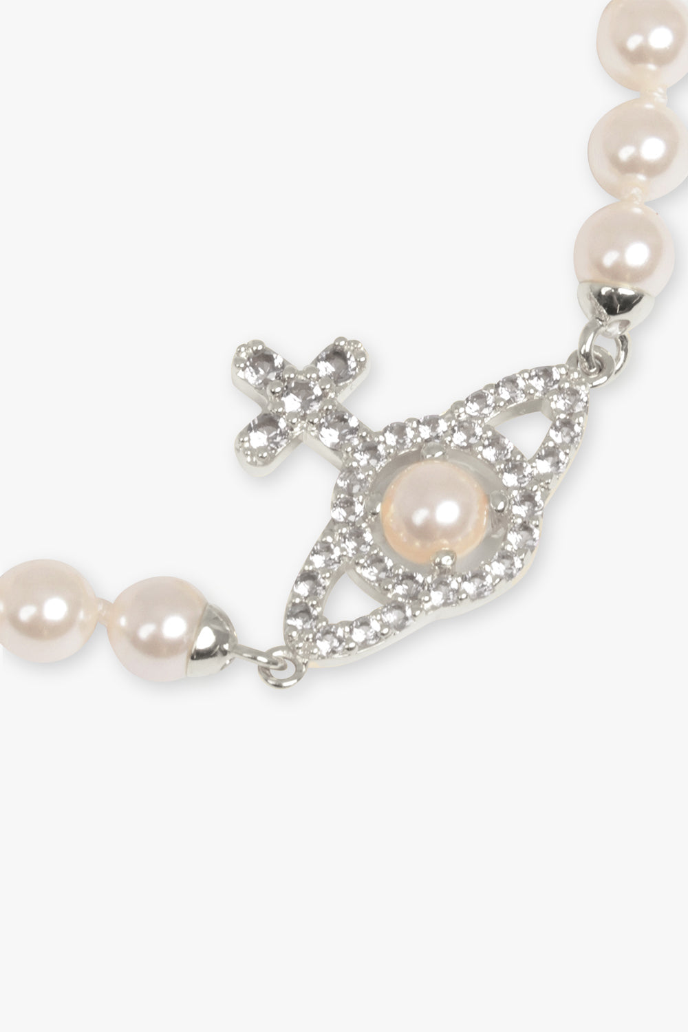 VIVIENNE WESTWOOD JEWELLRY SILVER / SILVER OLYMPIA PEARL BRACELET | CREAM ROSE PEARL/SILVER