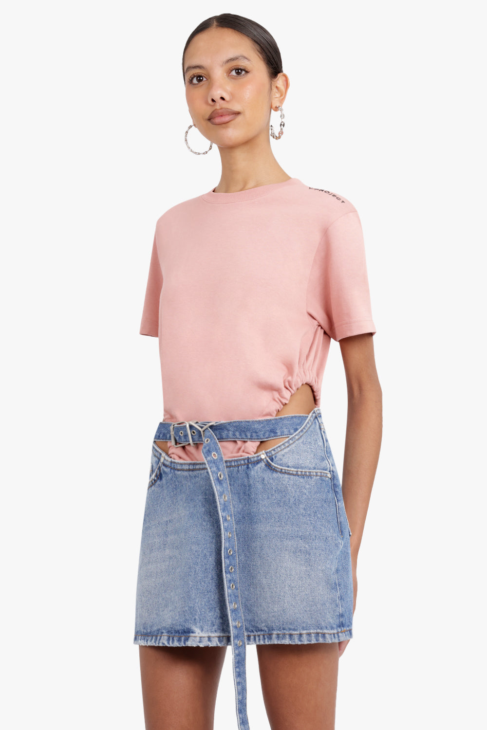 Y/PROJECT RTW CLASSIC RUCHED BODY T-SHIRT | PEACH