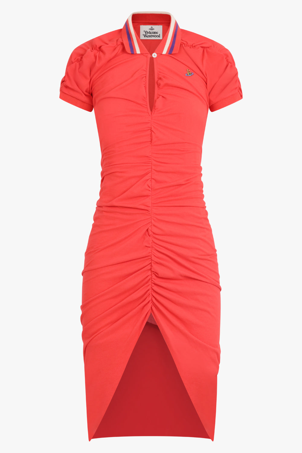 vivienne westwood pulling midi dress Pulling Ruched S/S Polo V-Hem Midi Dress
