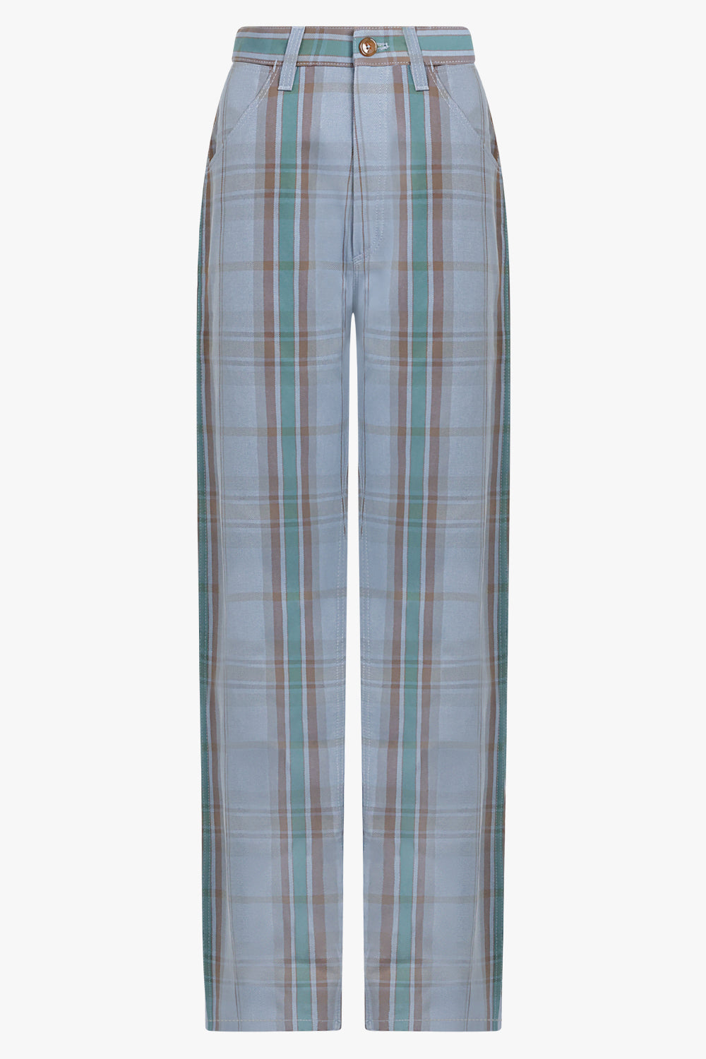 Tartan Straight Leg Pant Blue/Green/Orange – Parlour X