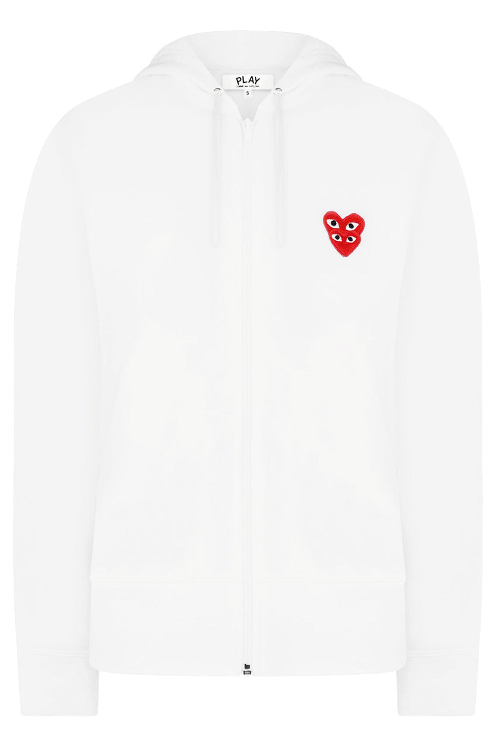 COMME DES GARCONS PLAY RTW PLAY MENS DOUBLE HEART ZIP HOODY | WHITE/RED HEARTS