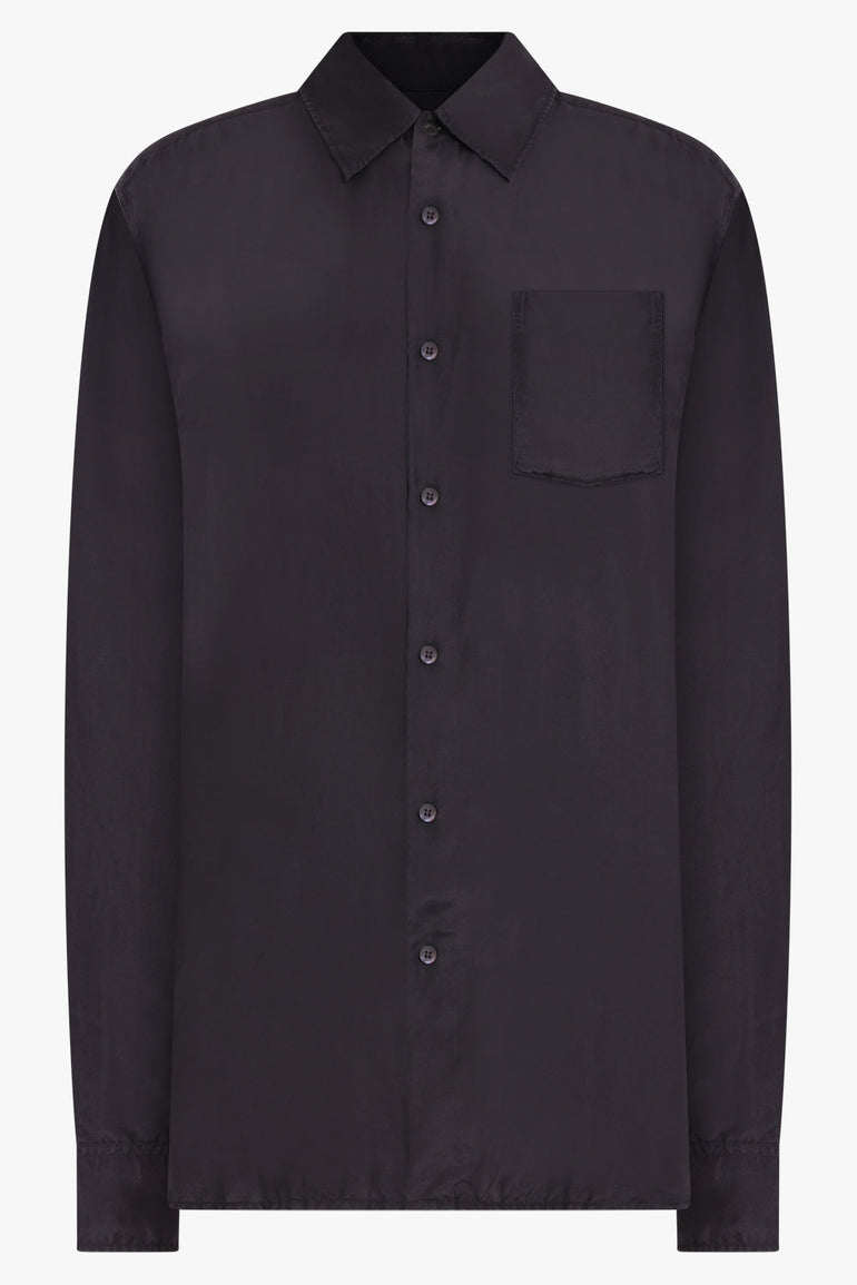 DRIES VAN NOTEN RTW Double Layer Cotton Silk Shirt | Black