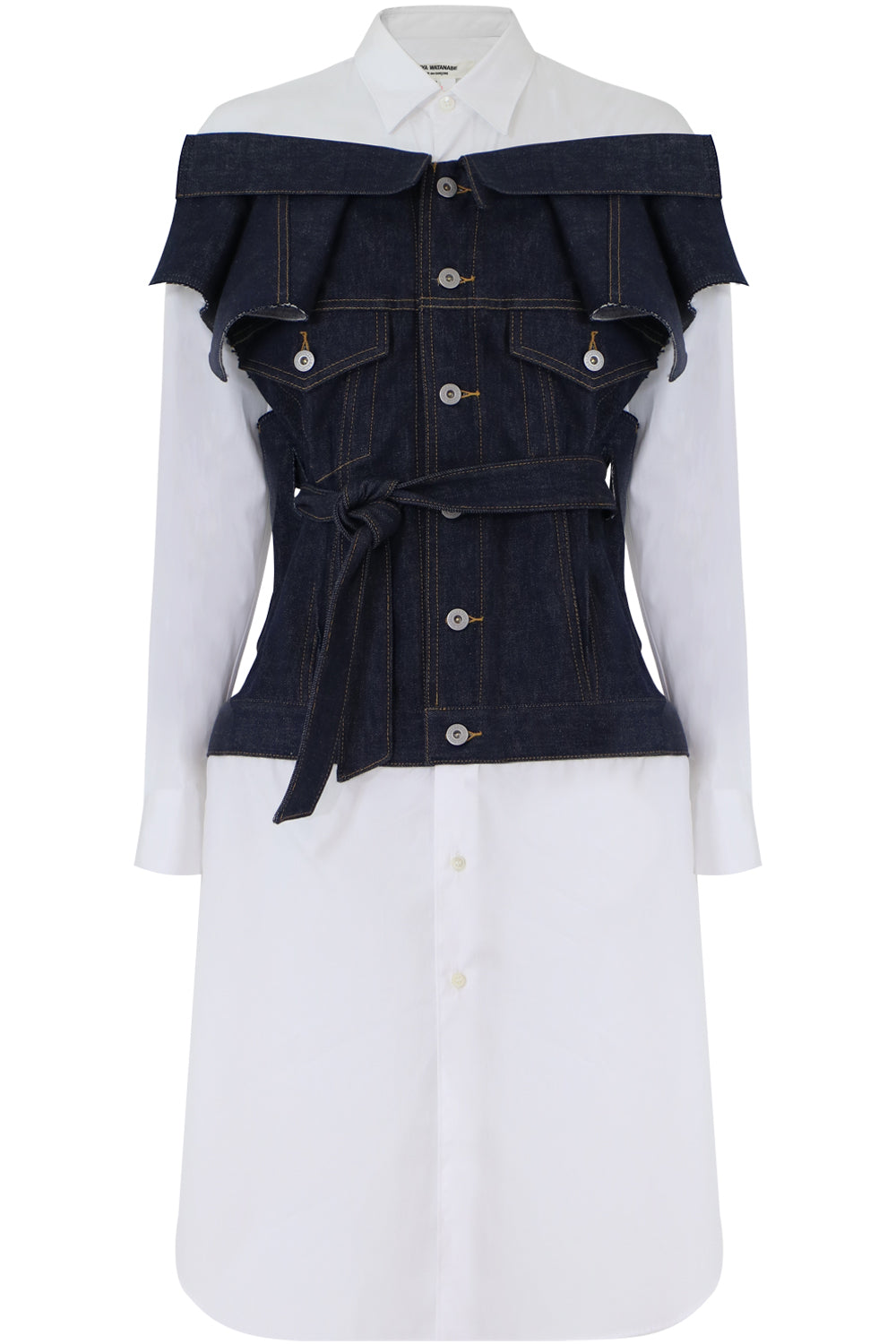 LAYERED DENIM DRESS L/S INDIGO/WHITE Parlour X LAYERED DENIM DRESS L/S INDIGO/WHITE Parlour X