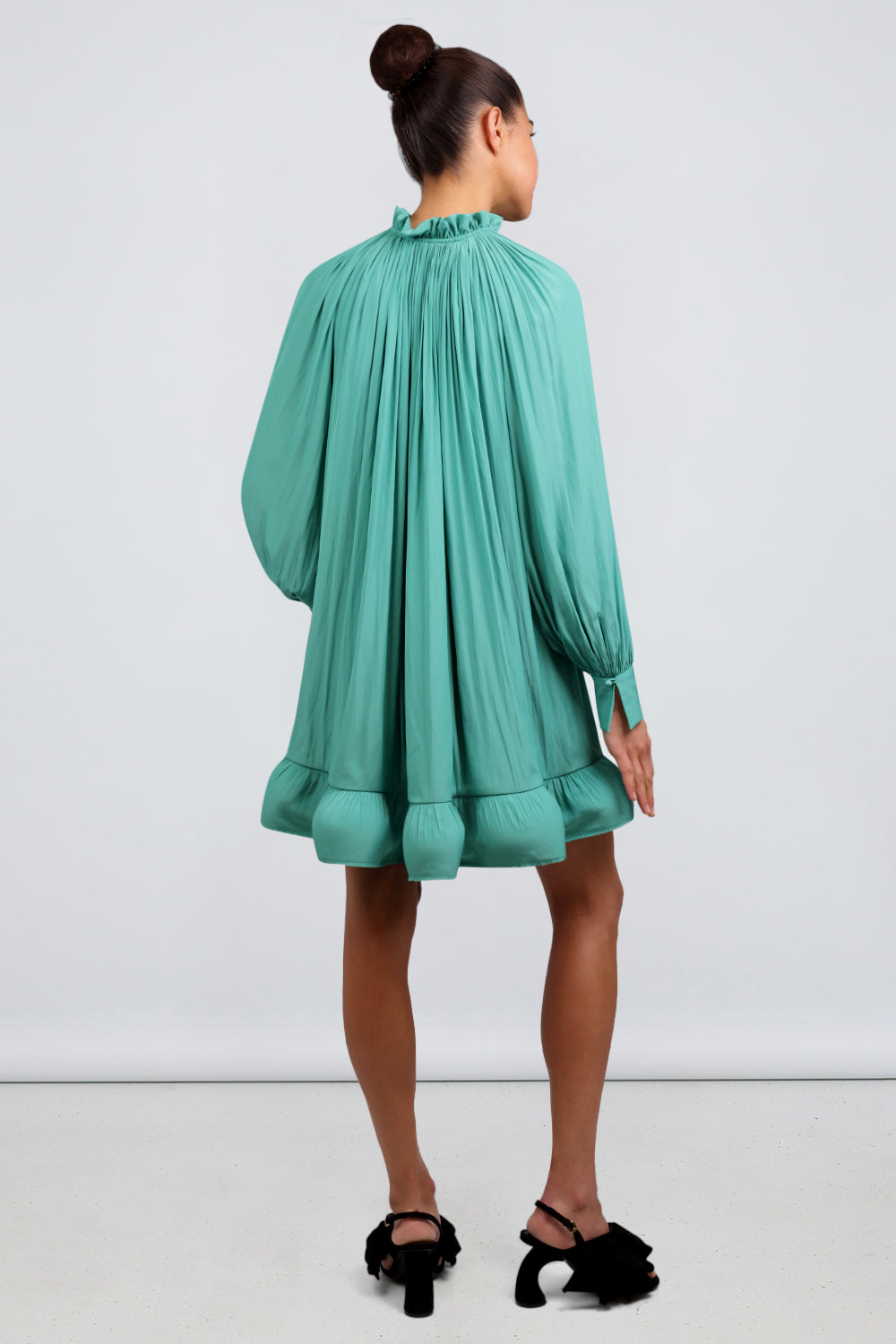 LANVIN RTW Long Sleeve Mini Dress With Ruffles | Jade