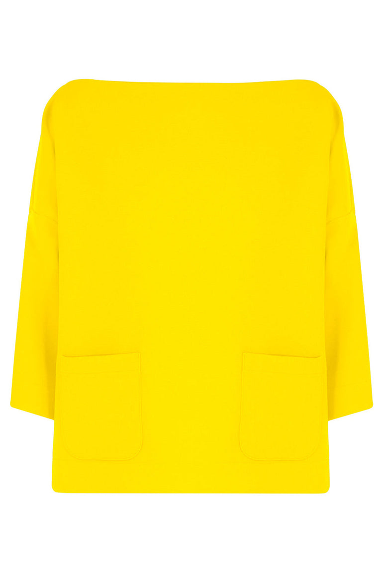MAISON POI TOPS TISSUE SWING TOP WITH POCKETS 3/4SL SUNFLOWER