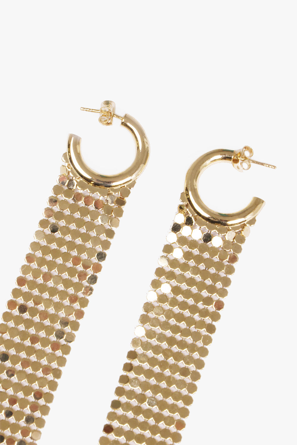 PACO RABANNE JEWELLERY GOLD PIXEL CHAINMAIL HOOP EARRING | GOLD