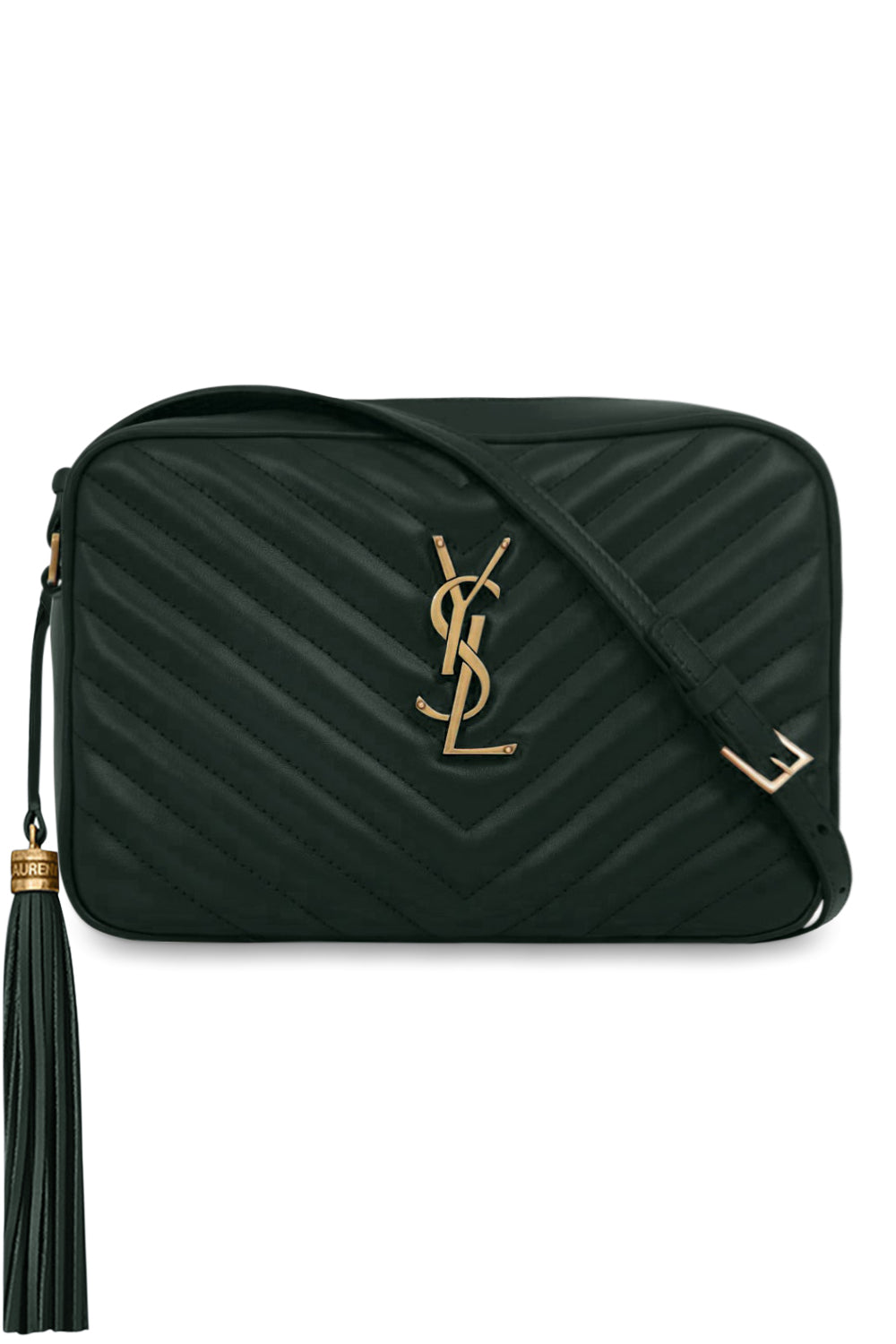 SAINT LAURENT BAGS GREEN LOU QUILTED CAMERA BAG | NEW VERT FONCE/GOLD