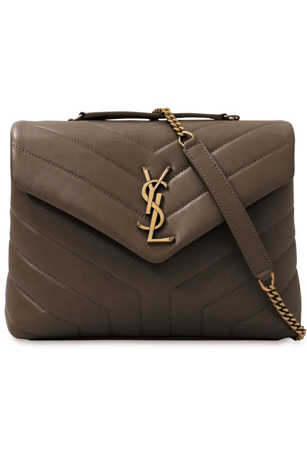 SAINT LAURENT LOULOU SMALL FLAP BAG SOIL BROWN GOLD PARLOUR X