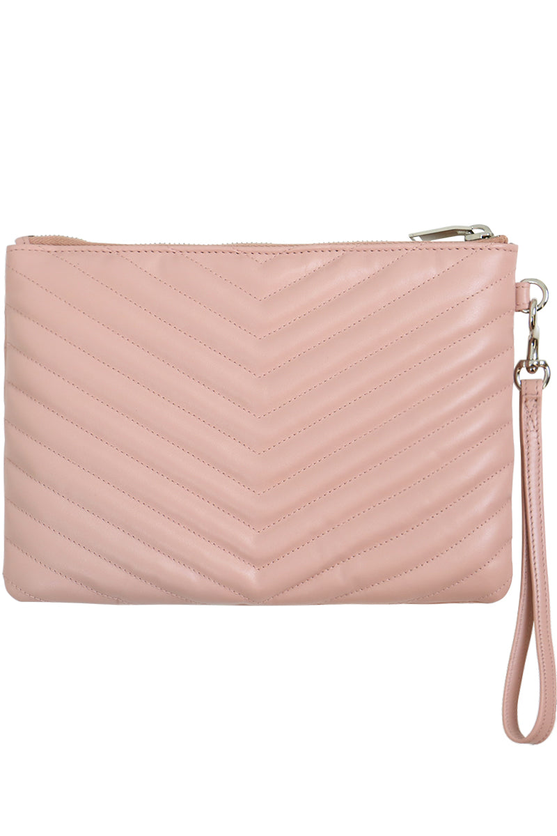 SAINT LAURENT BAGS PINK MONOGRAMME QUILTED POUCH POUDRE ROSE