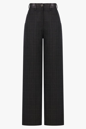 SONG FOR THE MUTE RTW Wide Leg Pant in Glen Check | Charcoal