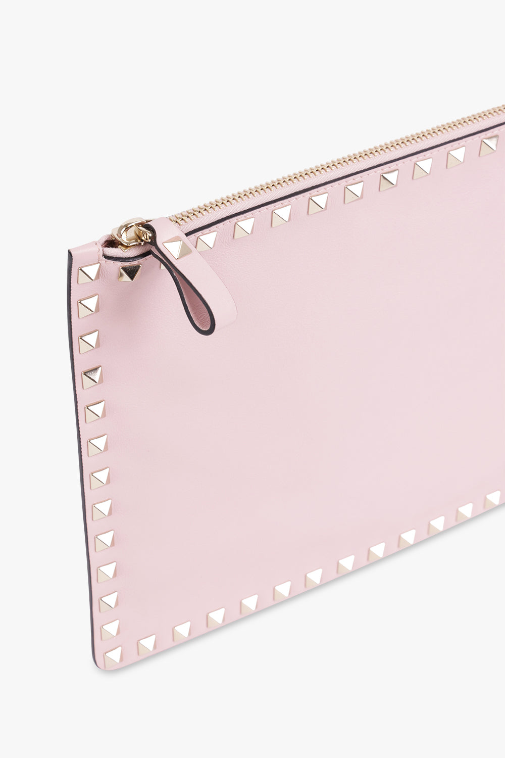 VALENTINO BAGS PINK ROCKSTUD FLAT POUCH SMOOTH LEATHER WATER ROSE