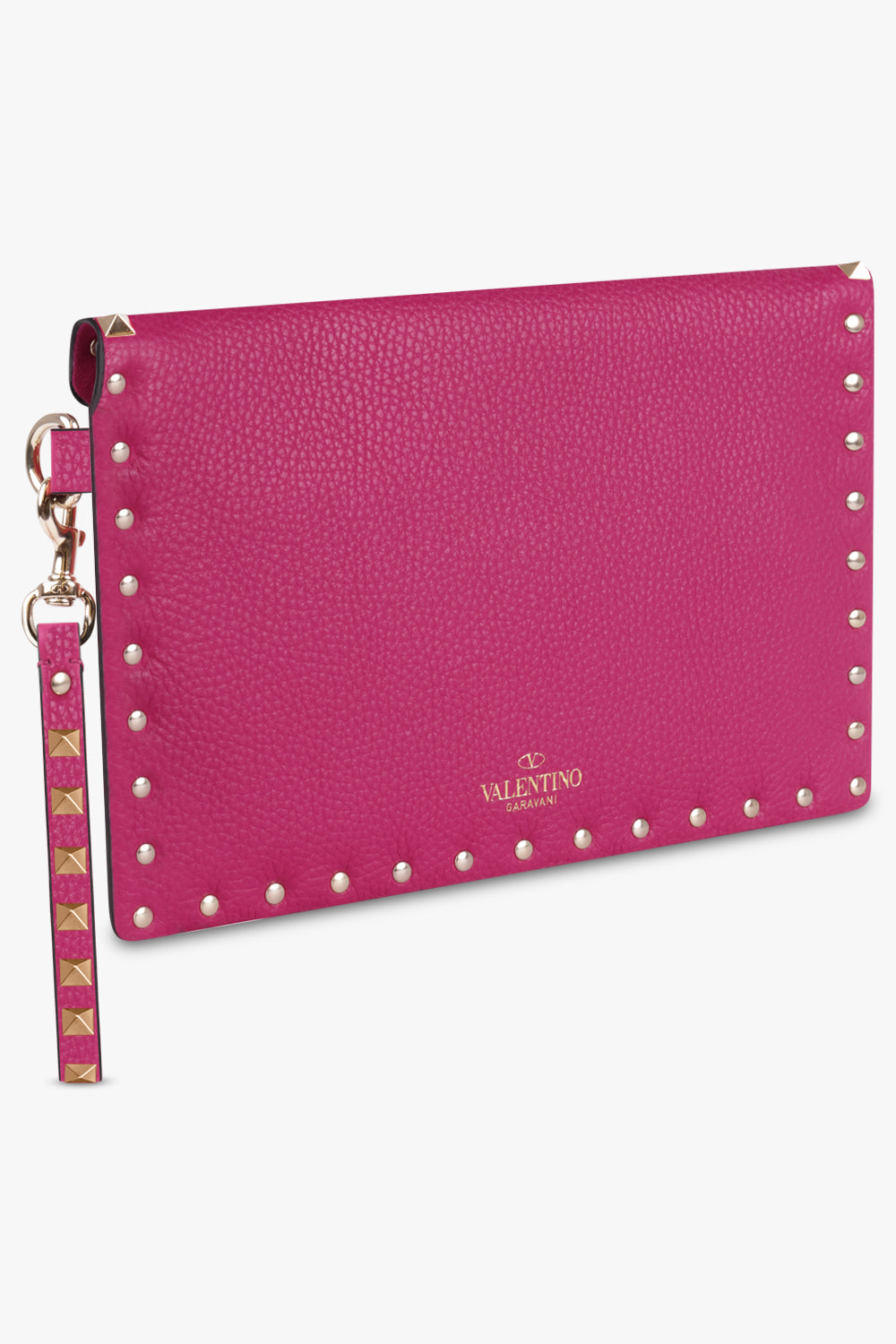 VALENTINO BAGS PINK ROCKSTUD MEDIUM POUCH GRAINED | ROSE VIOLET