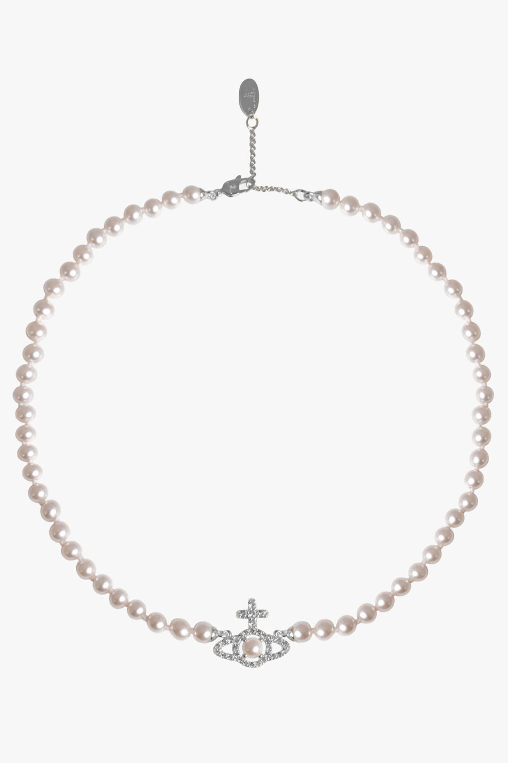 VIVIENNE WESTWOOD JEWELLRY SILVER / SILVER OLYMPIA PEARL NECKLACE | CREAM ROSE PEARL/SILVER