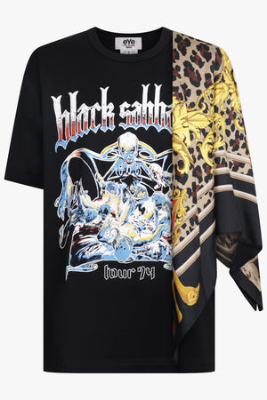 JUNYA WATANABE RTW Black Sabbath X Versace Scarf Panel S/S T-Shirt | Black/Multi