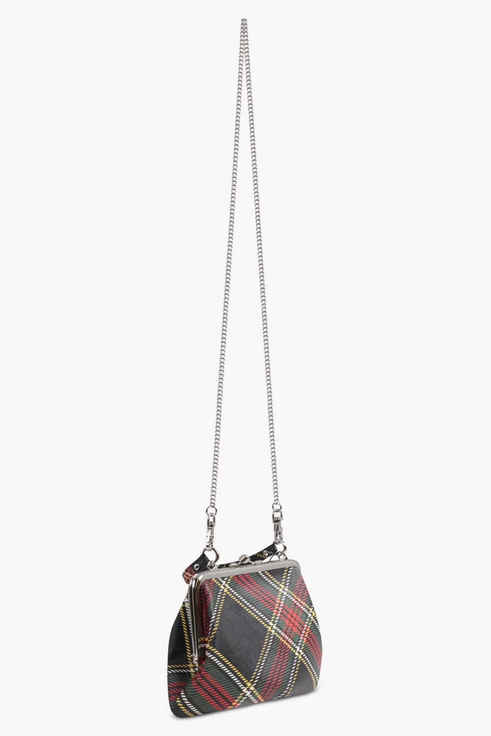VIVIENNE WESTWOOD BAGS PATTERN / Black/Multi Granny Silhouette Orb Frame Print Purse | Tartan