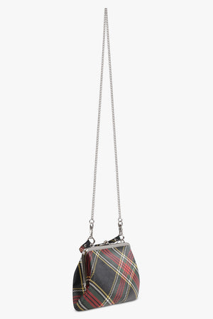VIVIENNE WESTWOOD BAGS PATTERN / Black/Multi Granny Silhouette Orb Frame Print Purse | Tartan