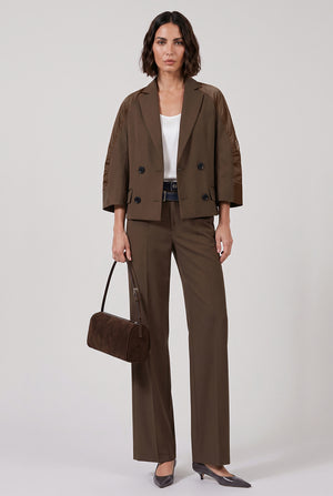 SACAI RTW Suiting X Twill Oversize Double Breast Jacket | Brown