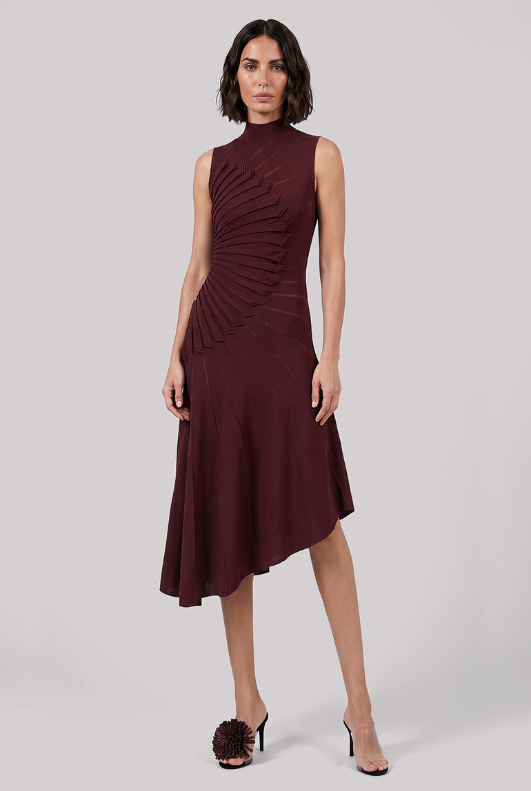ALAIA SHOES Asymmetric Flower 90MM Heel | Aubergine