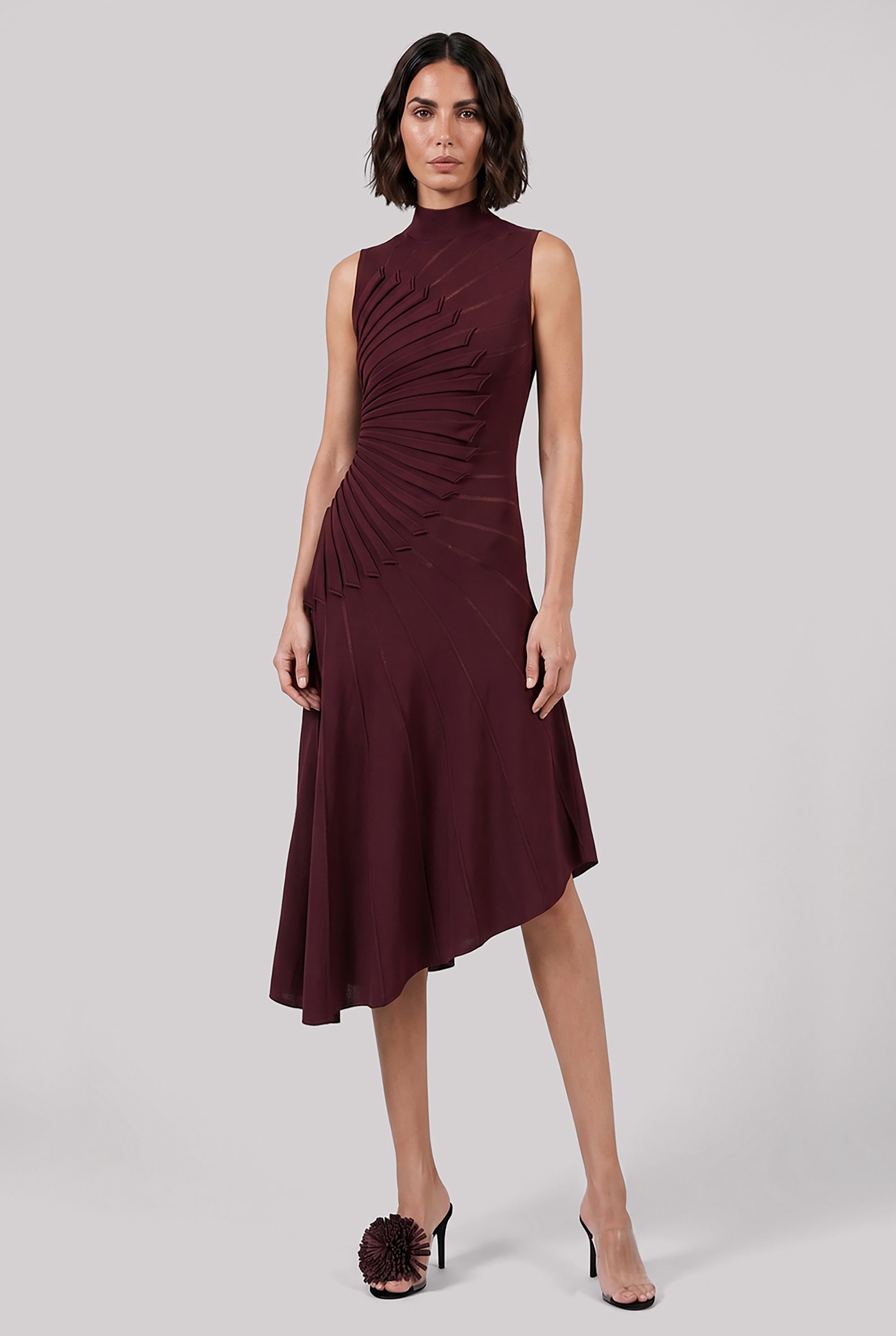 ALAIA RTW 3D Sculpting Asymmetric Dress | Burgundy