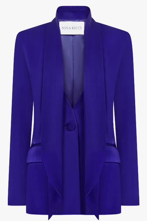 Lavallière Tie Neck Jacket | Royal Blue