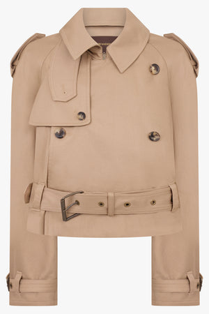 Cropped Trench Coat | Beige