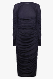JW ANDERSON DRESSES Ruched Jersey Midi Dress | Navy