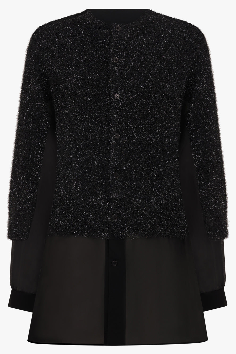NOIR KEI NINOMIYA SHINY KNIT X SHEER CARDIGAN BLACK NEW SEASON