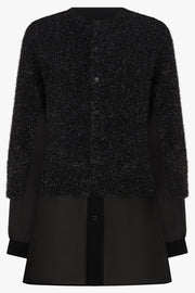 NOIR KEI NINOMIYA RTW Shiny Knit X Sheer Cardigan | Black