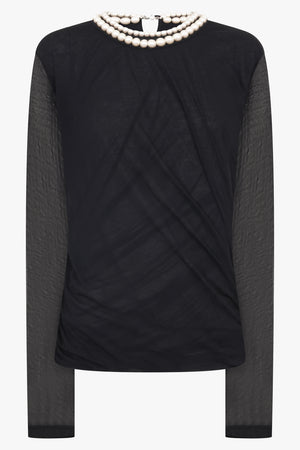 Pearl Neck Top | Black