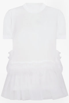 NOIR KEI NINOMIYA RTW Tulle Ruffle Hem Top | White