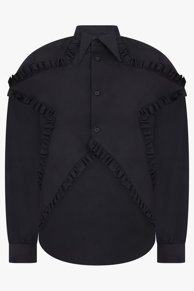 NOIR KEI NINOMIYA STAR RUFFLE SHIRT BLACK NEW SEASON PARLOUR X