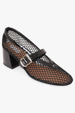 Mary Jane Fishnet 55mm Pump | Black