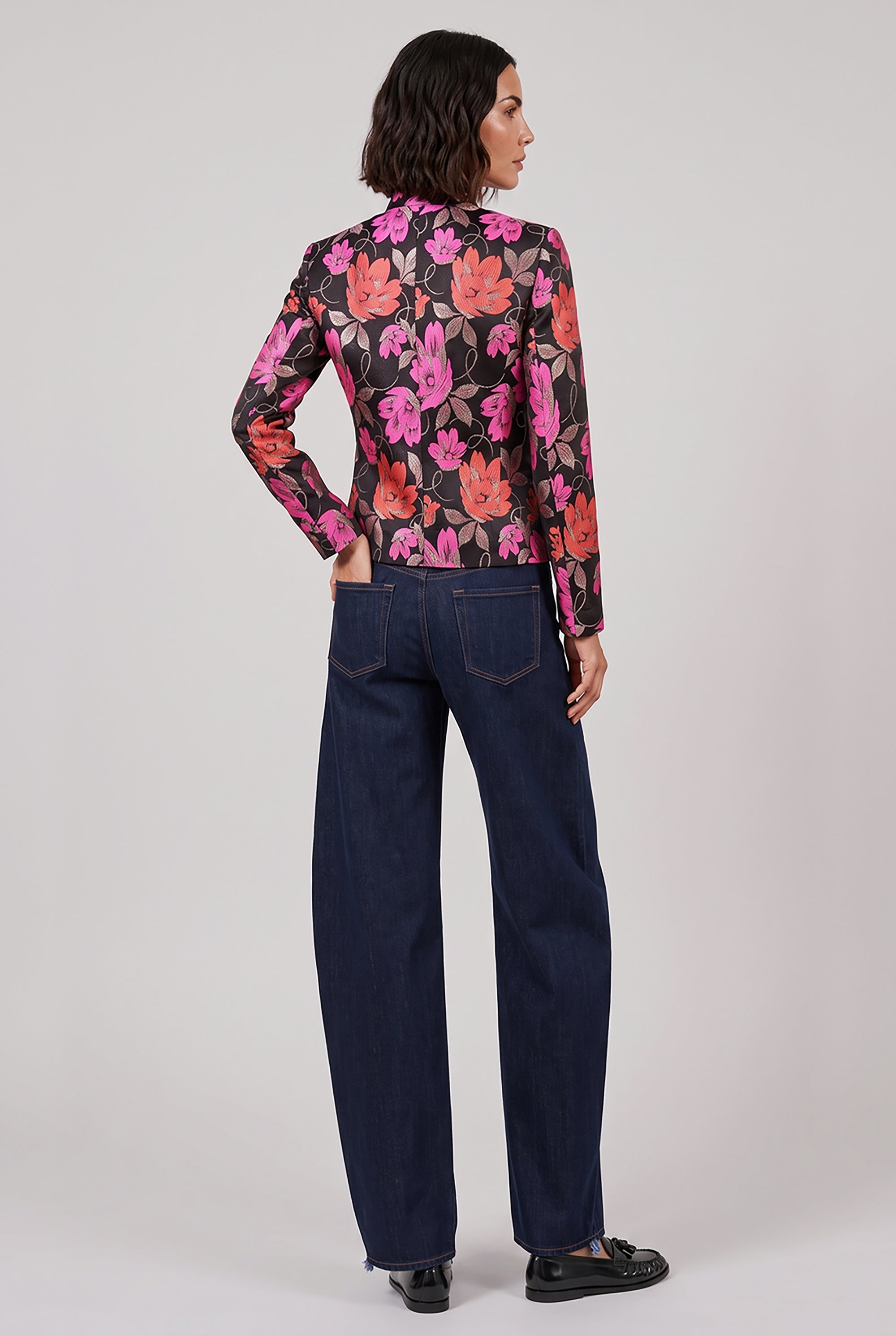 COMME DES GARCONS RTW Floral Print Tang Jacket | Black/Pink