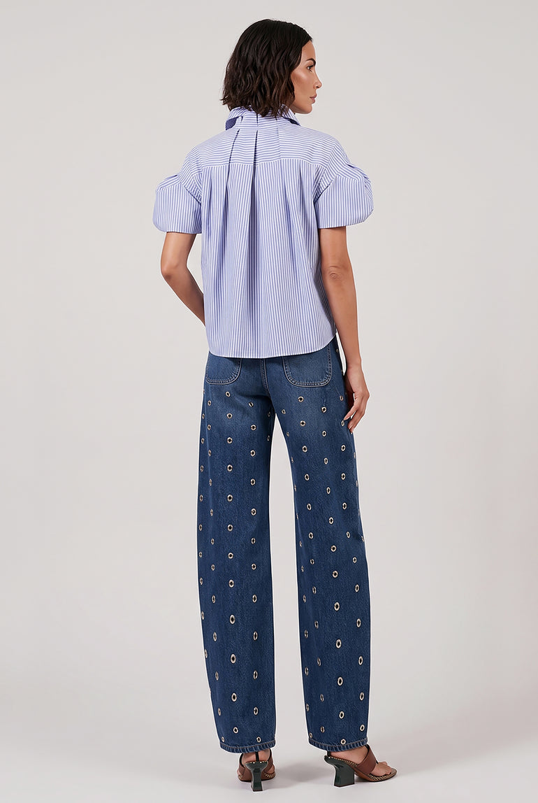 SACAI RTW Puff Sleeve Shirt | Blue
